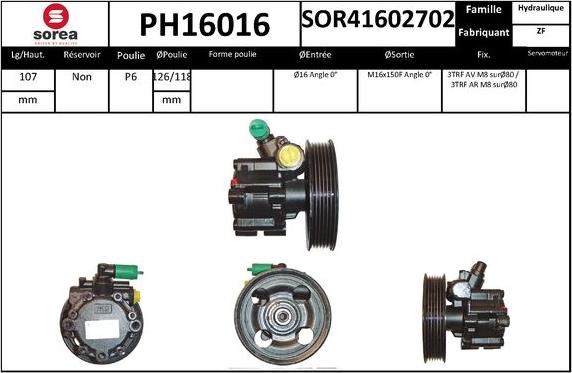 SNRA PH16016 - Гидравлический насос, рулевое управление, ГУР autodnr.net