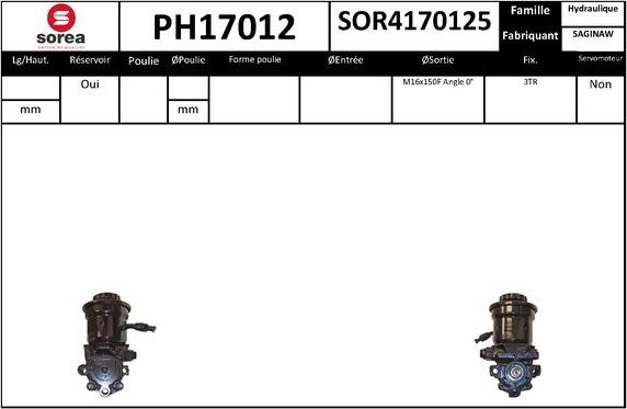 SNRA PH17012 - Гідравлічний насос, рульове управління, ГУР autocars.com.ua