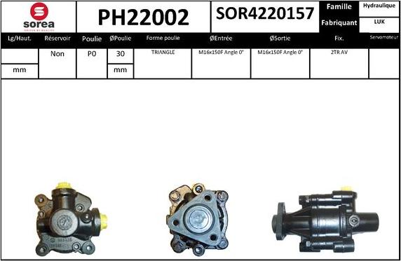 SNRA PH22002 - Гидравлический насос, рулевое управление, ГУР autodnr.net