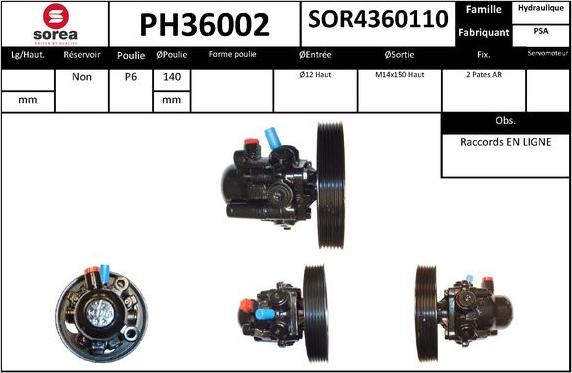 SNRA PH36002 - Гідравлічний насос, рульове управління, ГУР autocars.com.ua