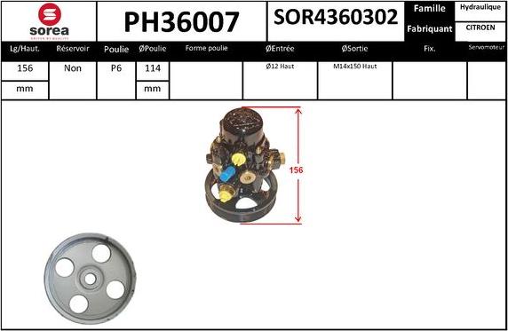 SNRA PH36007 - Гідравлічний насос, рульове управління, ГУР autocars.com.ua