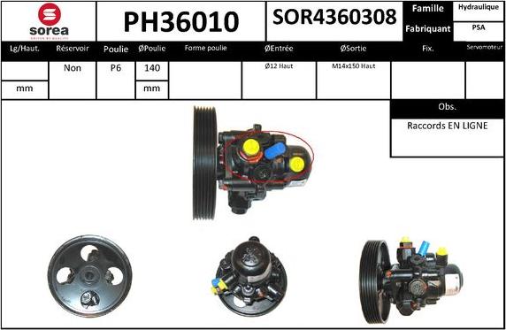 SNRA PH36010 - Гідравлічний насос, рульове управління, ГУР autocars.com.ua