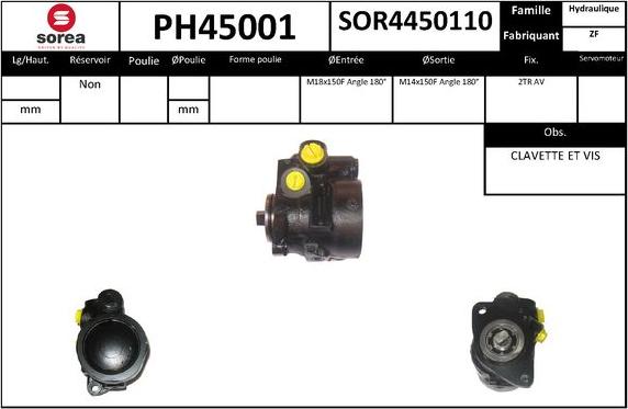 SNRA PH45001 - Гидравлический насос, рулевое управление, ГУР autodnr.net