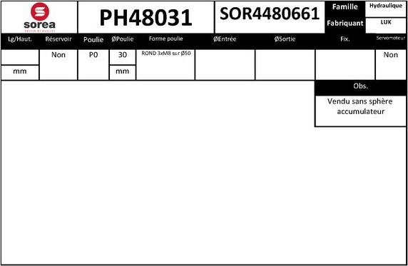 SNRA PH48031 - Гідравлічний насос, рульове управління, ГУР autocars.com.ua