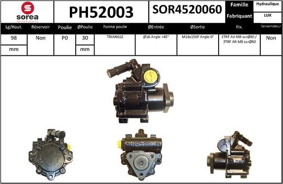 SNRA PH52003 - Гидравлический насос, рулевое управление, ГУР autodnr.net