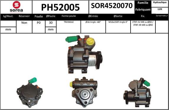 SNRA PH52005 - Гидравлический насос, рулевое управление, ГУР avtokuzovplus.com.ua