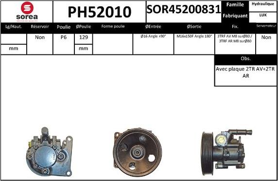 SNRA PH52010 - Гидравлический насос, рулевое управление, ГУР autodnr.net