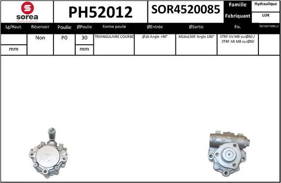 SNRA PH52012 - Гидравлический насос, рулевое управление, ГУР autodnr.net