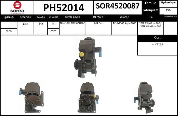 SNRA PH52014 - Гидравлический насос, рулевое управление, ГУР autodnr.net