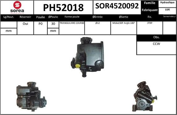 SNRA PH52018 - Гидравлический насос, рулевое управление, ГУР autodnr.net