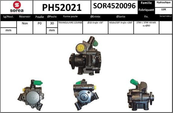 SNRA PH52021 - Гидравлический насос, рулевое управление, ГУР avtokuzovplus.com.ua