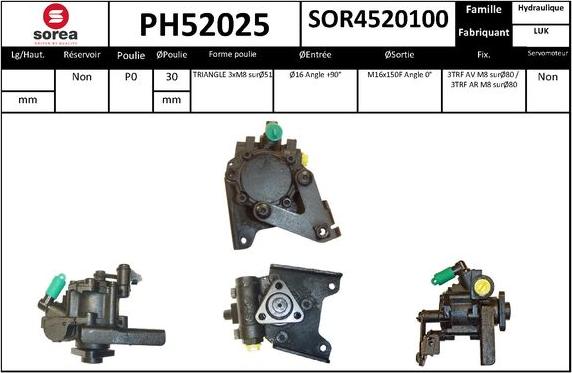 SNRA PH52025 - Гидравлический насос, рулевое управление, ГУР avtokuzovplus.com.ua