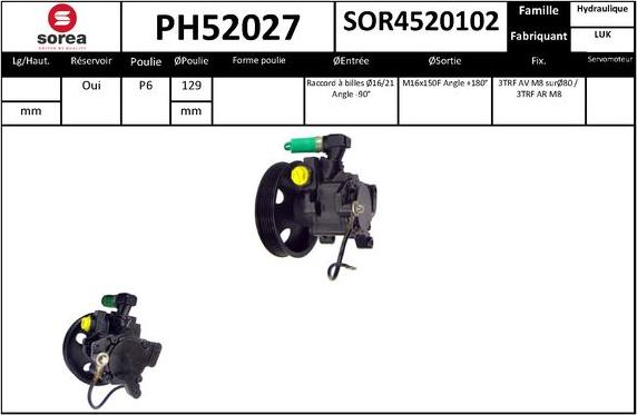 SNRA PH52027 - Гидравлический насос, рулевое управление, ГУР autodnr.net