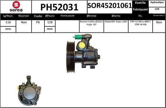 SNRA PH52031 - Гидравлический насос, рулевое управление, ГУР autodnr.net