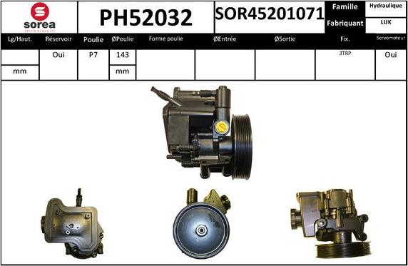 SNRA PH52032 - Гидравлический насос, рулевое управление, ГУР avtokuzovplus.com.ua