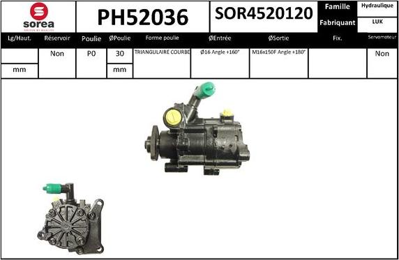 SNRA PH52036 - Гідравлічний насос, рульове управління, ГУР autocars.com.ua