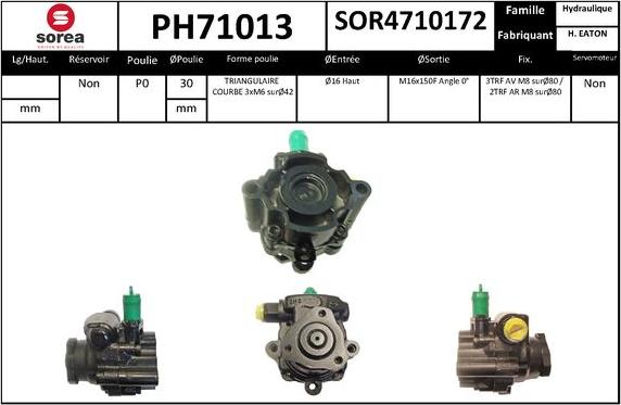 SNRA PH71013 - Гідравлічний насос, рульове управління, ГУР autocars.com.ua