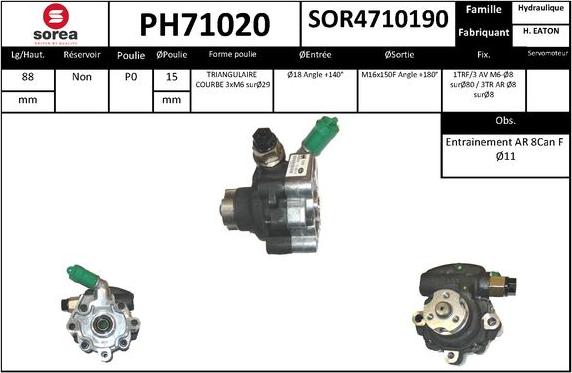 SNRA PH71020 - Гидравлический насос, рулевое управление, ГУР autodnr.net