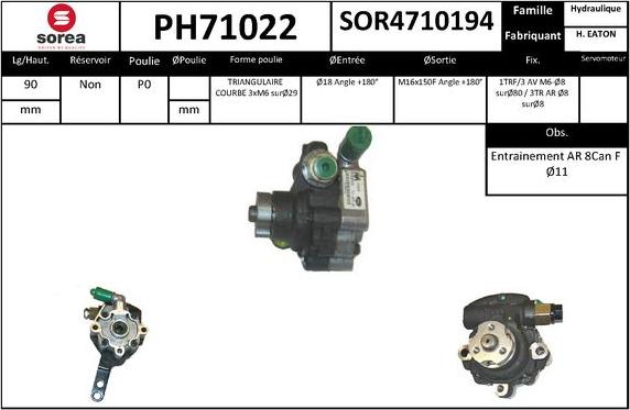 SNRA PH71022 - Гидравлический насос, рулевое управление, ГУР autodnr.net