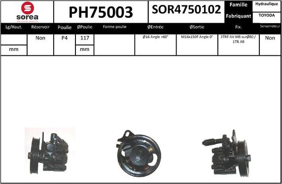 SNRA PH75003 - Гідравлічний насос, рульове управління, ГУР autocars.com.ua