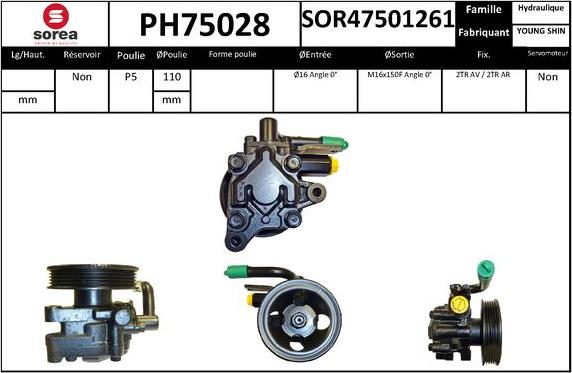 SNRA PH75028 - Гідравлічний насос, рульове управління, ГУР autocars.com.ua