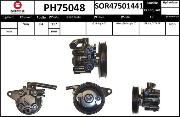 SNRA PH75048 - Гідравлічний насос, рульове управління, ГУР autocars.com.ua