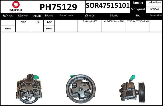 SNRA PH75129 - Гидравлический насос, рулевое управление, ГУР autodnr.net