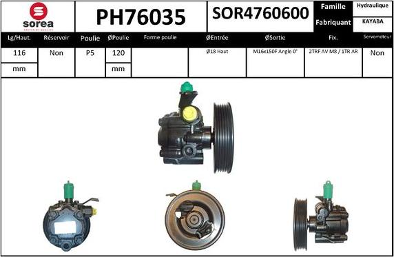 SNRA PH76035 - Гідравлічний насос, рульове управління, ГУР autocars.com.ua