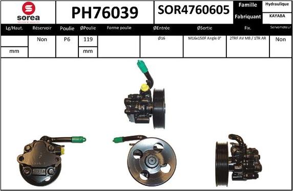 SNRA PH76039 - Гідравлічний насос, рульове управління, ГУР autocars.com.ua