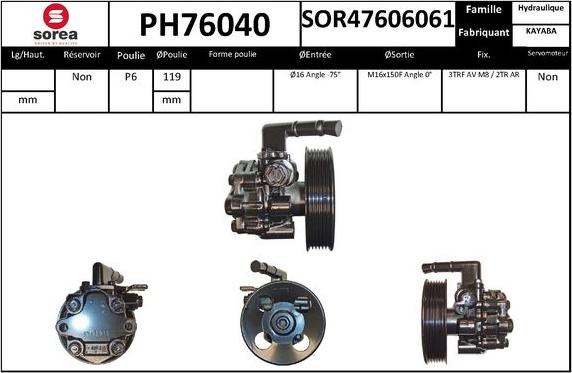 SNRA PH76040 - Гідравлічний насос, рульове управління, ГУР autocars.com.ua