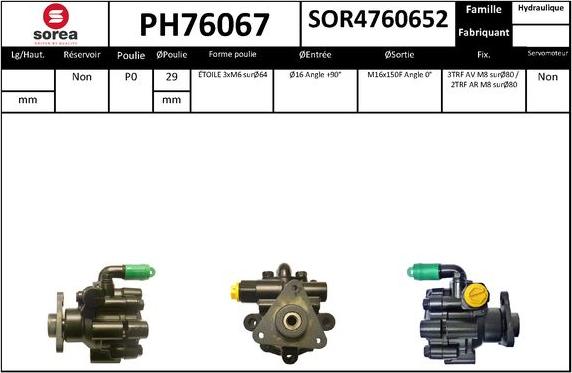 SNRA PH76067 - Гидравлический насос, рулевое управление, ГУР autodnr.net