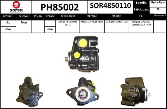 SNRA PH85002 - Гидравлический насос, рулевое управление, ГУР autodnr.net