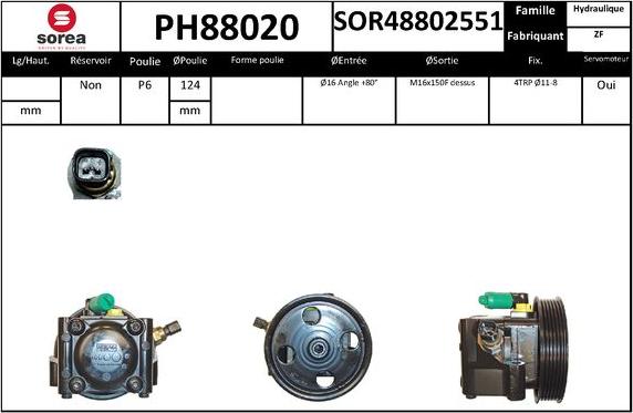 SNRA PH88020 - Гидравлический насос, рулевое управление, ГУР avtokuzovplus.com.ua