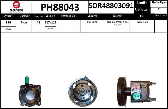 SNRA PH88043 - Гидравлический насос, рулевое управление, ГУР autodnr.net