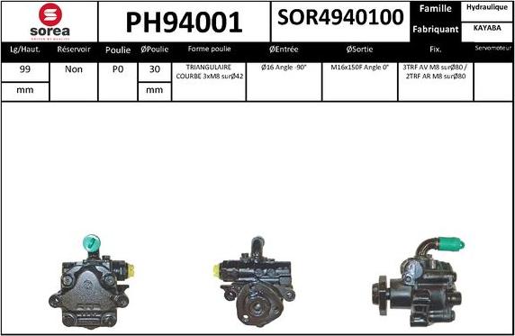 SNRA PH94001 - Гидравлический насос, рулевое управление, ГУР autodnr.net