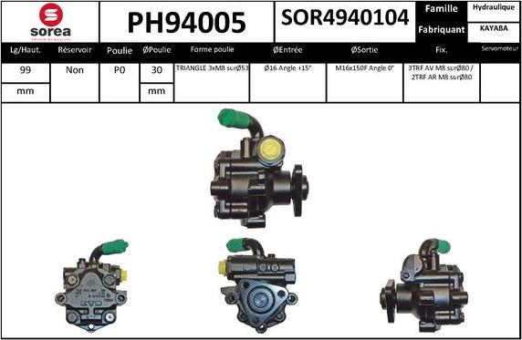 SNRA PH94005 - Гидравлический насос, рулевое управление, ГУР autodnr.net