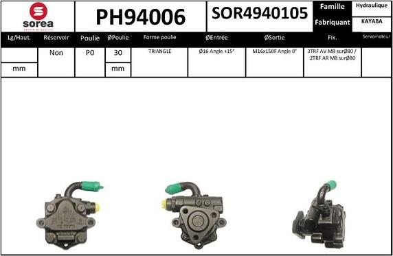 SNRA PH94006 - Гидравлический насос, рулевое управление, ГУР avtokuzovplus.com.ua