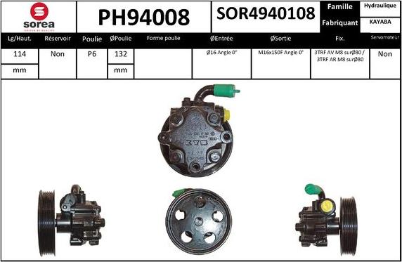 SNRA PH94008 - Гидравлический насос, рулевое управление, ГУР avtokuzovplus.com.ua