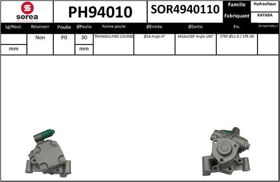 SNRA PH94010 - Гидравлический насос, рулевое управление, ГУР autodnr.net