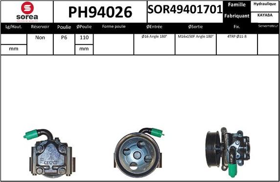 SNRA PH94026 - Гидравлический насос, рулевое управление, ГУР autodnr.net