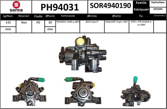 SNRA PH94031 - Гідравлічний насос, рульове управління, ГУР autocars.com.ua