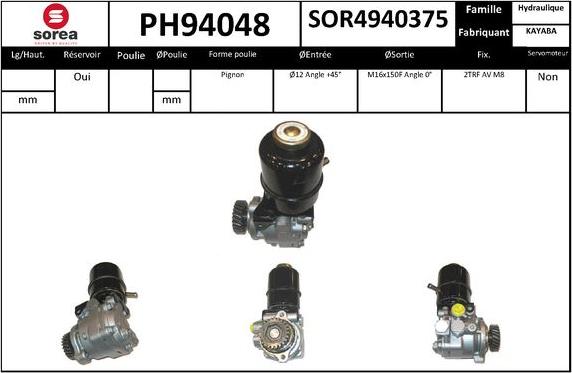 SNRA PH94048 - Гідравлічний насос, рульове управління, ГУР autocars.com.ua