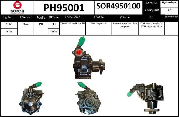 SNRA PH95001 - Гидравлический насос, рулевое управление, ГУР avtokuzovplus.com.ua