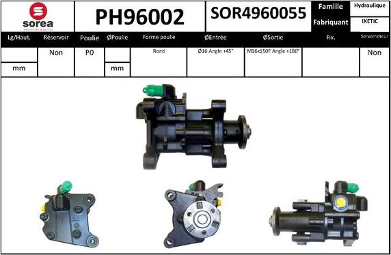 SNRA PH96002 - Гідравлічний насос, рульове управління, ГУР autocars.com.ua