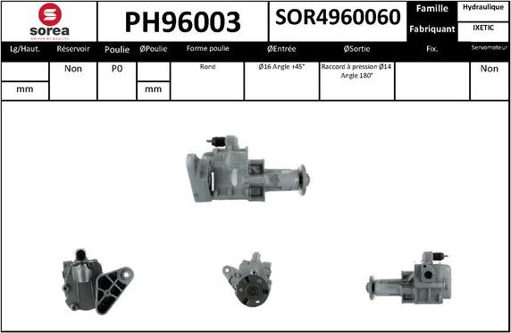 SNRA PH96003 - Гідравлічний насос, рульове управління, ГУР autocars.com.ua