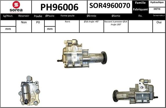 SNRA PH96006 - Гідравлічний насос, рульове управління, ГУР autocars.com.ua