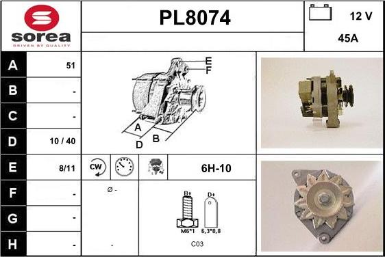 SNRA PL8074 - Генератор autocars.com.ua