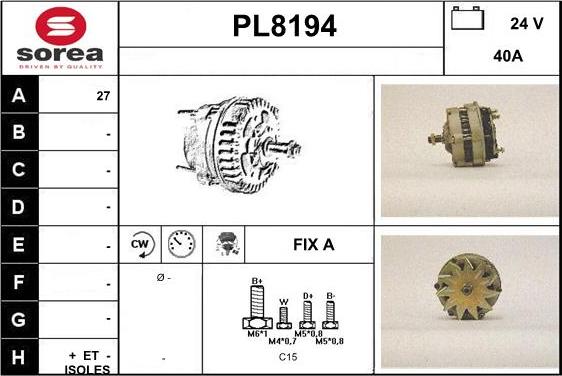 SNRA PL8194 - Генератор autocars.com.ua