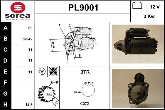 SNRA PL9001 - Стартер autocars.com.ua