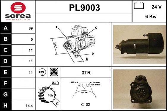 SNRA PL9003 - Стартер autocars.com.ua